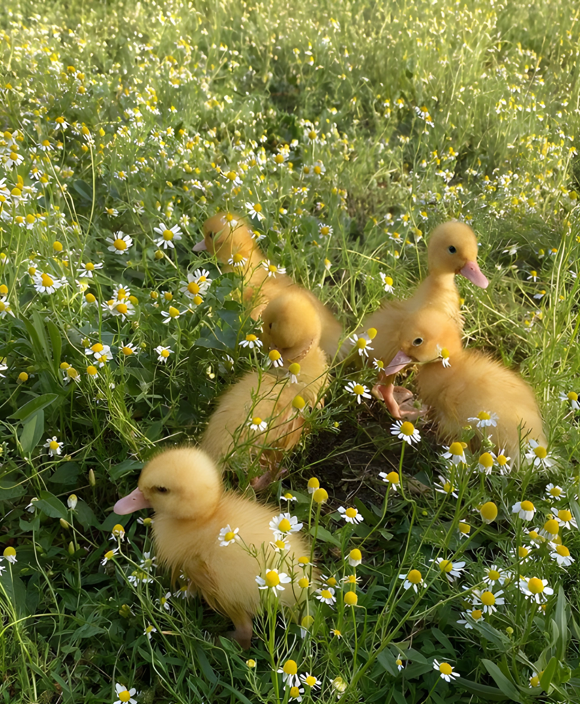 Ducklings in daisies